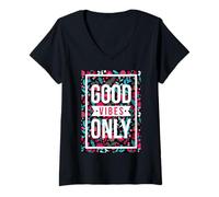 Mujer Cool Floral Summer Vibes Only Quotes Inspirational Quotes Camiseta Cuello V