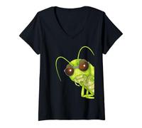 Mujer Cool Grasshopper Gafas de Sol Amante de Insectos Niños Saltamontes Camiseta Cuello V