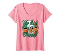 Mujer Cool Green Gnomes Go Luck Yourself Shamrock St Patricks Day Camiseta Cuello V