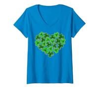 Mujer Cool I Love San Patricio Día Trébol Fiesta Camiseta Cuello V, Zafiro, XXL