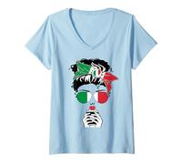 Mujer Cool Italian Coffee Mama Mom Girl Lady Italia Flag Graphic Camiseta Cuello V