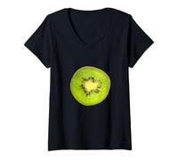 Mujer Cool Kiwi Slice Outfit Illustration Novelty Graphic Designs Camiseta Cuello V