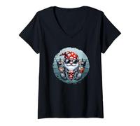 Mujer Cool Motorcycle GNOME Dad For Men Grandpa Life Retro Biker Camiseta Cuello V