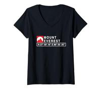 Mujer Cool Mount Everest Mountain - Camiseta con coordenadas GPS Camiseta Cuello V