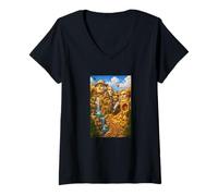 Mujer Cool Mount Rushmore National Memorial USA Presedents Cartoon Camiseta Cuello V