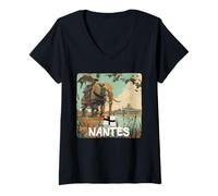 Mujer Cool Nantes Busca Elefantes y Amantes de la Ciudad Camiseta Cuello V