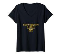 Mujer Cool New York City 10001 & NYC Latitude and Longitude Camiseta Cuello V