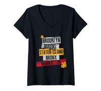 Mujer Cool New York City 5 Boroughs, New York City Illustration Camiseta Cuello V