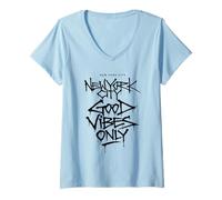 Mujer Cool New York City Vibes, NYC Urban Street Art Style Camiseta Cuello V