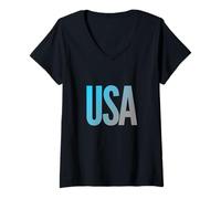 Mujer Cool One Word Text of USA For Americans Estados Unidos Lover Camiseta Cuello V