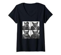 Mujer Cool Pastores Alemanes Músicos Perros Rock Emo Punk Band Camiseta Cuello V