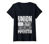 Mujer Cool Pipefitter Art para Hombres Mujeres Plumber Tool Steamfitter Camiseta Cuello V