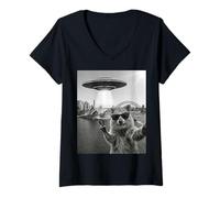 Mujer Cool Quokka Sydney UFO Selfie Divertido Gráfico Australia Camiseta Cuello V