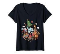 Mujer Cool Santa Elf Gingerbread Reindeer Fanático de los Juegos Camiseta Cuello V