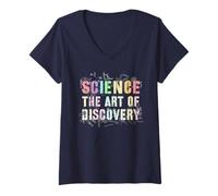 Mujer Cool Science El Arte del Equipo de Discovery Squad Maestro Aprender Camiseta Cuello V