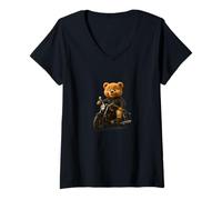 Mujer Cool Stylish Teddy Bear Illustration Novelty Graphic Designs Camiseta Cuello V