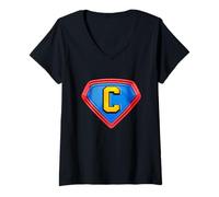 Mujer Cool Super C Alphabet Cute Initial Monogram Letter C Graphic Camiseta Cuello V