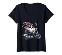 Mujer Cool Tattoo GNOME Graphic For Men Women Funny Motorcycle Camiseta Cuello V