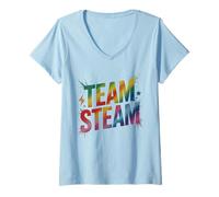 Mujer Cool Team Steam Equipo de física Aprender Stem Stud Steminist Camiseta Cuello V