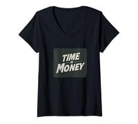 Mujer Cool Time is Money Statement Disfraz Camiseta Cuello V