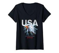 Mujer Cool USA Eagle with Wild Quotes Illustration Graphic Designs Camiseta Cuello V