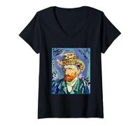 Mujer Cool Vincent Van Gogh Painter Profile Graphic Design Art Camiseta Cuello V