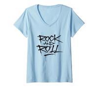 Mujer Cool Wild Rock and Roll Typography Graffiti Style Music Camiseta Cuello V