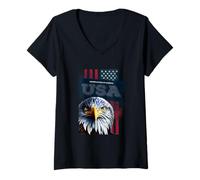 Mujer Cool Wild USA Eagle Illustration Novelty Graphic Designs Camiseta Cuello V