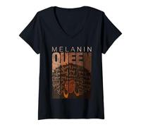 Mujer Cool Women Girls Black Melanin Queen Magic, Melanin Queen Camiseta Cuello V