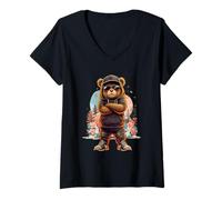 Mujer Cooler Hip-Hop Teddy Rap Oso - Streetwear Summer Design Camiseta Cuello V