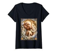 Mujer Coqueta de mamut lanudo, Rosas Florales cristianas de Pascua Camiseta Cuello V