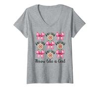 Mujer Coqueta lanzadora de hachas de lanzamiento de hachas Throw Like A Girl Camiseta Cuello V
