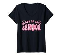 Mujer Coquette Bow Clase 2027 Graduación de último curso Camiseta Cuello V