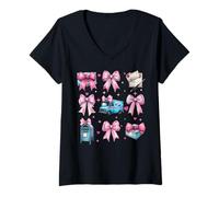 Mujer Coquette Bow Correo Portador de Correo Mujer Trabajadora Postal Correo Señora Mam Camiseta Cuello V