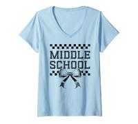Mujer Coquette Bow Preppy Middle School Girl Kid 1er día de Escuela Camiseta Cuello V