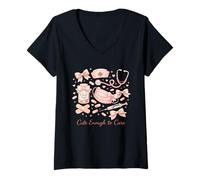 Mujer Coquette Cuidado de Heridas Enfermera Rosa Enfermería Estética Médica Camiseta Cuello V