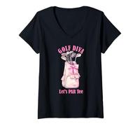 Mujer Coquette Golf Diva Funny Let's Par tee Golfing Queen Camiseta Cuello V