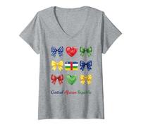 Mujer Coquette República Centroafricana Bandera Niñas Camiseta Cuello V