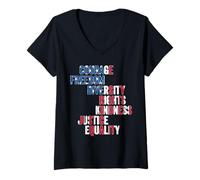 Mujer Coraje Libertad Diversidad Derechos Bondad Justicia Igualdad Camiseta Cuello V