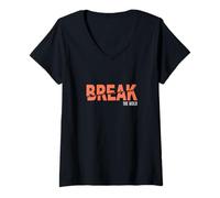 Mujer Coral Break The Mold Gráfico en Color Coral Camiseta Cuello V