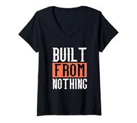 Mujer Coral Built from Nothing Coral Color Graphic Camiseta Cuello V