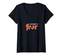 Mujer Coral Color Nothing To Fear Coral Gráfico Camiseta Cuello V