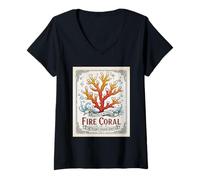 Mujer Coral de Fuego - Cnidariología Ecología Coral Biología Marina Camiseta Cuello V
