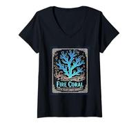 Mujer Coral de Fuego - Cnidariología Ecología Coral Biología Marina Camiseta Cuello V