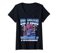Mujer Coral Reef Coral Aquarium Aquarist 90s Go Frag Yourself Camiseta Cuello V