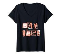 Mujer Coral Say Less Coral Gráfico en Color Camiseta Cuello V