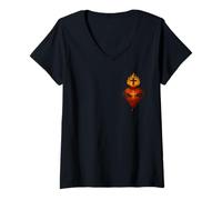Mujer Corazón Ardiente de Jesús - Sagrado Corazón Católico Camiseta Cuello V