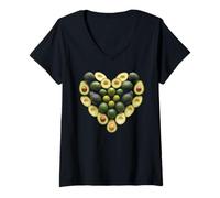 Mujer Corazón de Aguacate Vegetal Camiseta Cuello V