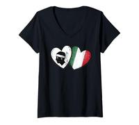 Mujer Corazón de Bandera de Córcega Italia con diseño de Isla del Orgullo Corso Camiseta Cuello V