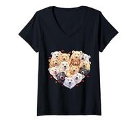 Mujer Corazón de oso Camiseta Cuello V